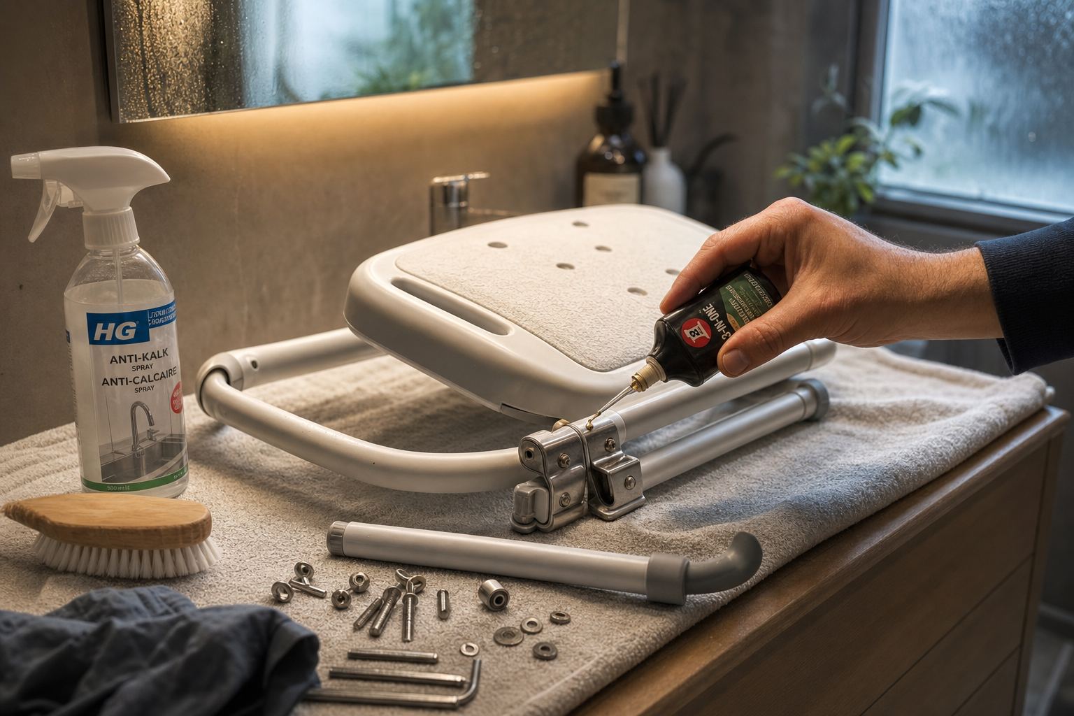 Schoonmaken badkamer stoel