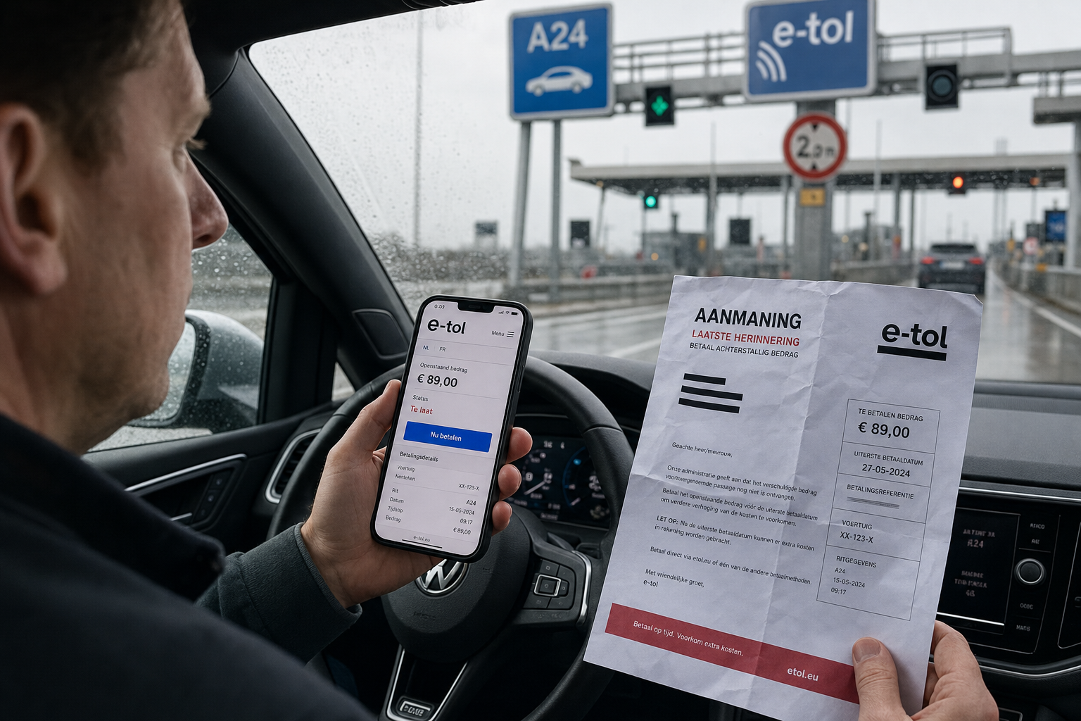 e-tol A24 late payment and fine dispute